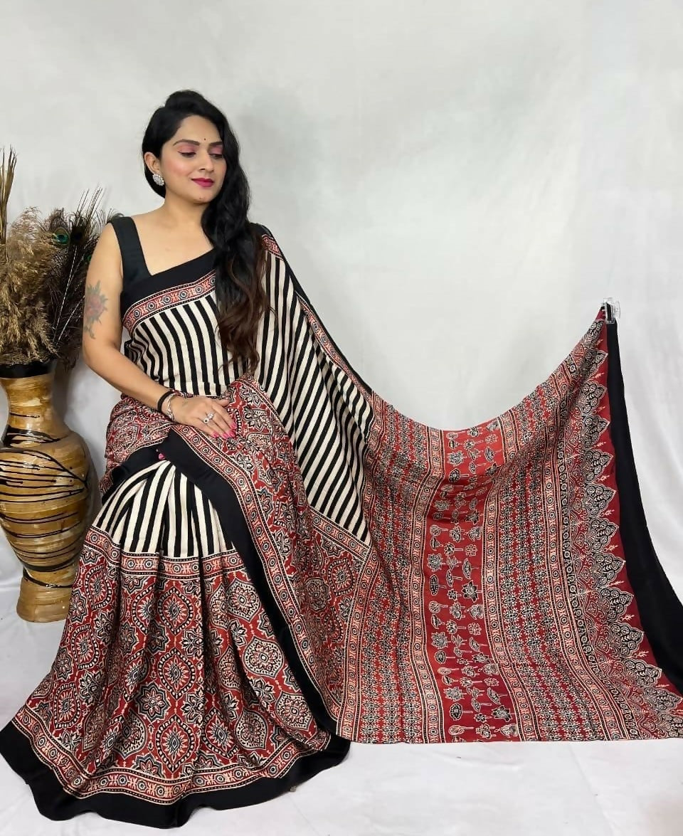 Modal Silk Ajrakh Saree