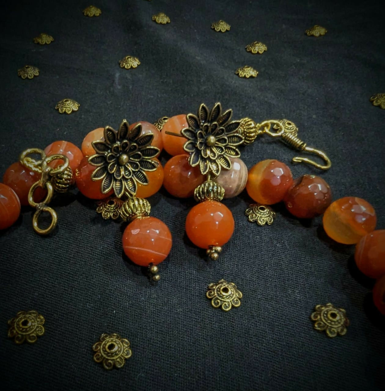 Gradient Brick Red Faceted Onyx Beads Necklace