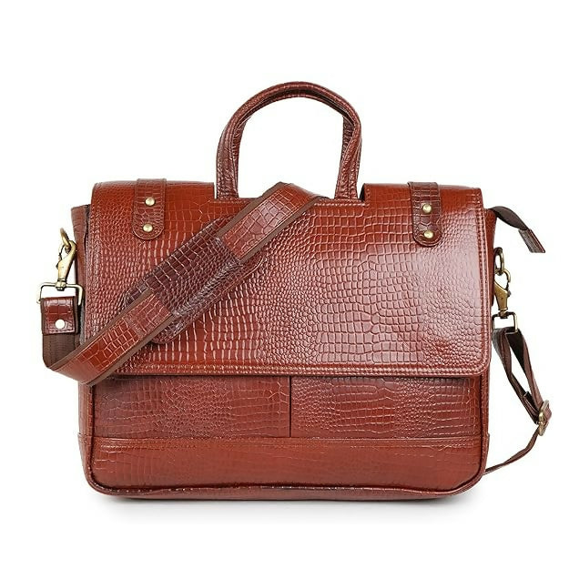 FERNWEH Genuine Leather Laptop Messenger Bag – 15.5 Inch Office Bag for Men & Women | Adjustable Strap | Office Shoulder Bag for Work, Business, Travel.