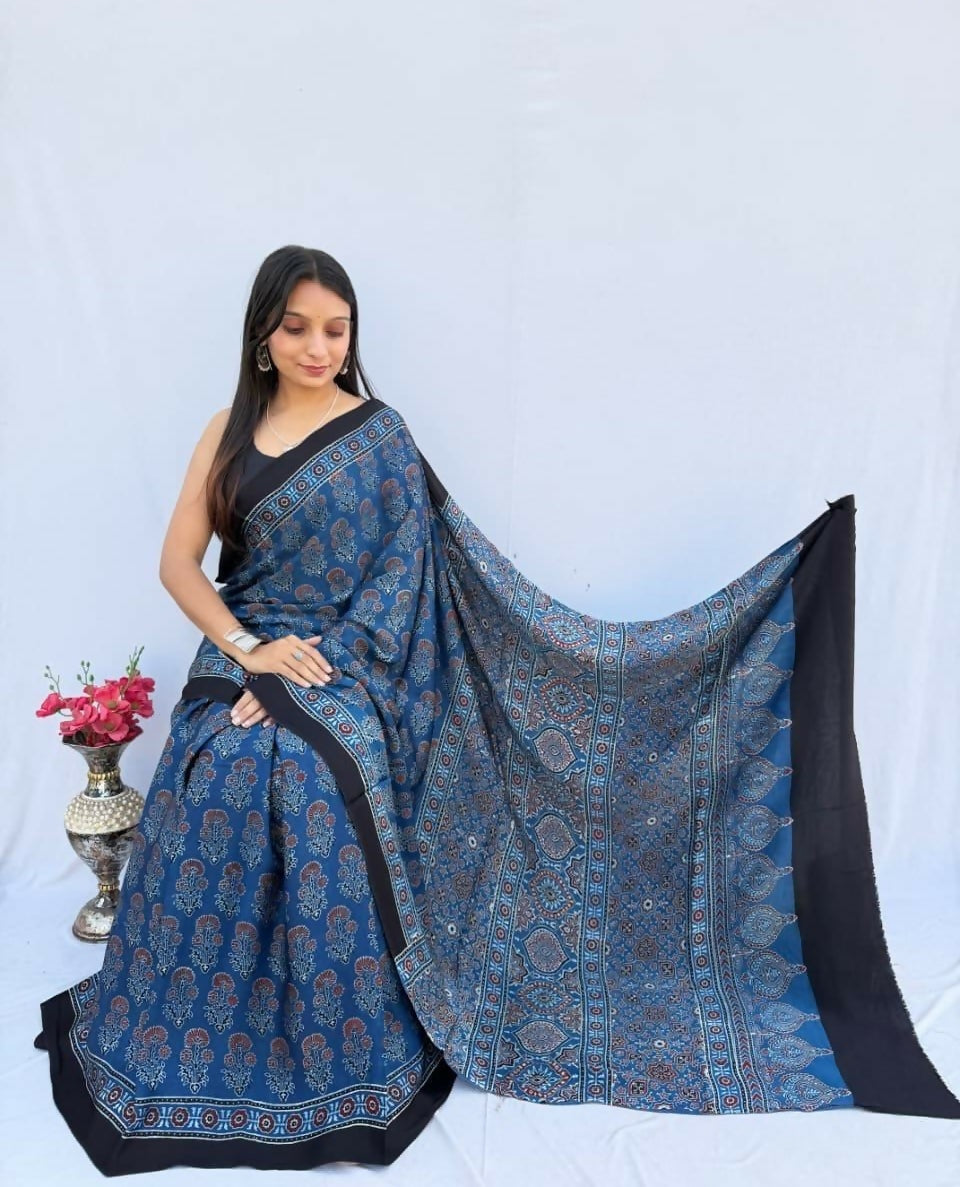 Modal Silk Ajrakh Saree