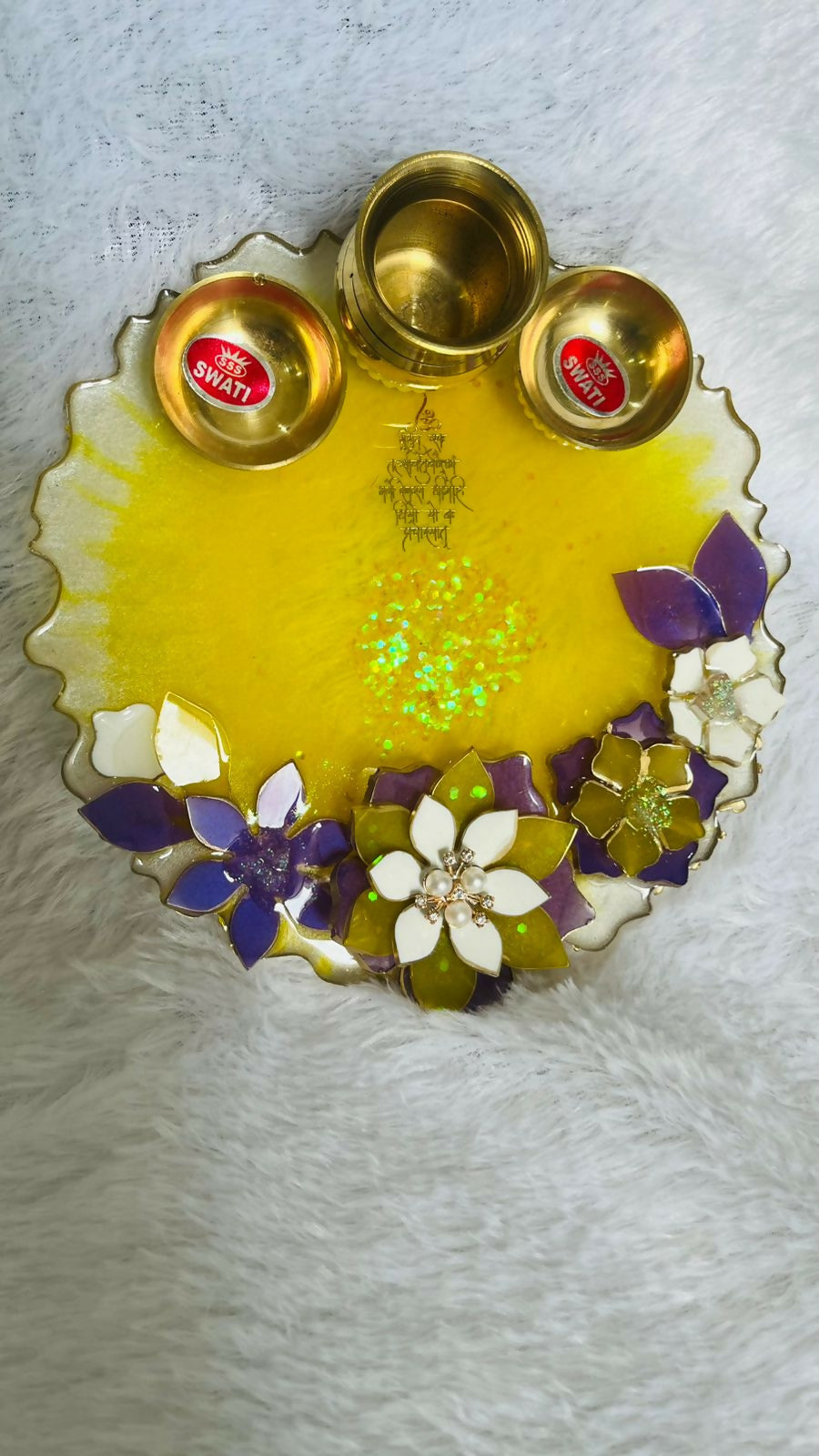 Resin Pooja Thali – Golden Serenity