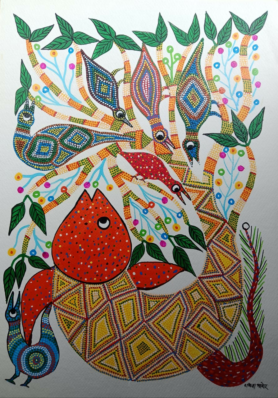 Tribal Dreamscape- Pithora Painting