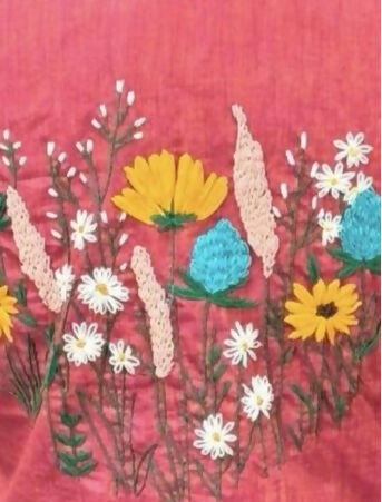 Pink Lotus Collar Top - Embroidered Pure Cotton Top