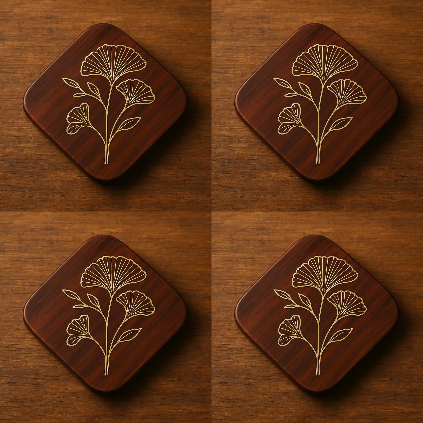 Tea Coaster Set of 5 with Stand