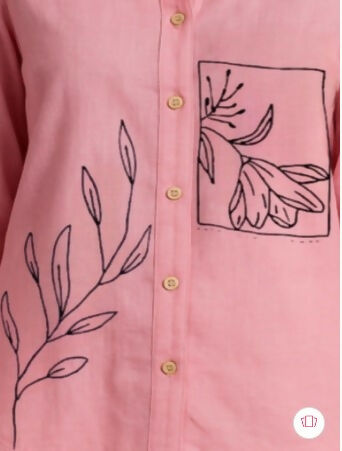 Pink Petal Linen Shirt - Women Comfort Casual Shirt