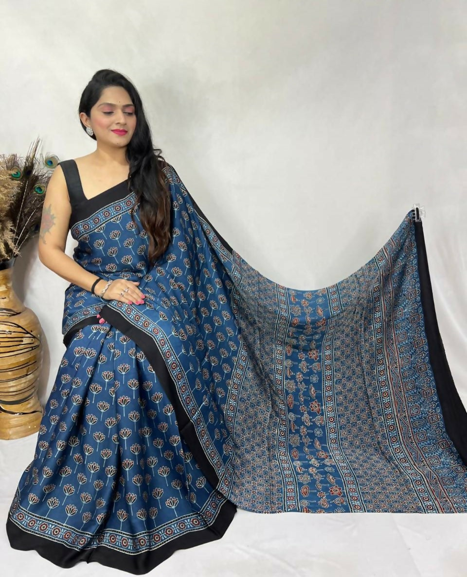 Modal Silk Ajrakh Saree