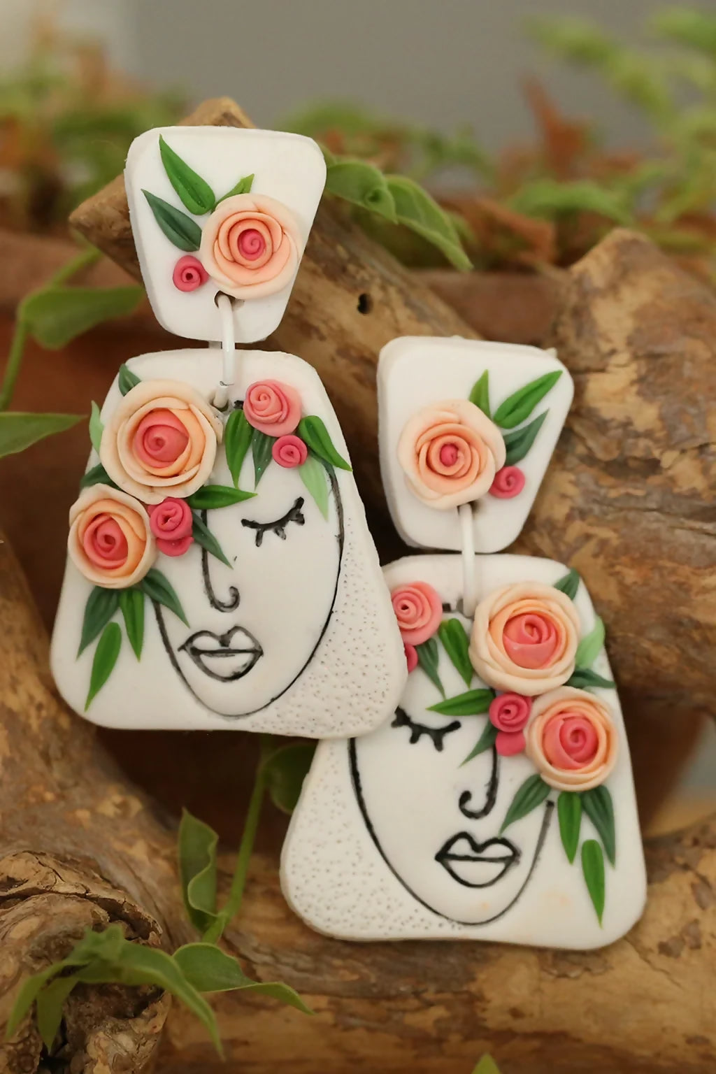 Isolde’s Bloom – Handmade Polymer Clay Floral Earrings | Lightweight Waterproof Jewelry | Custom Bridal Colors