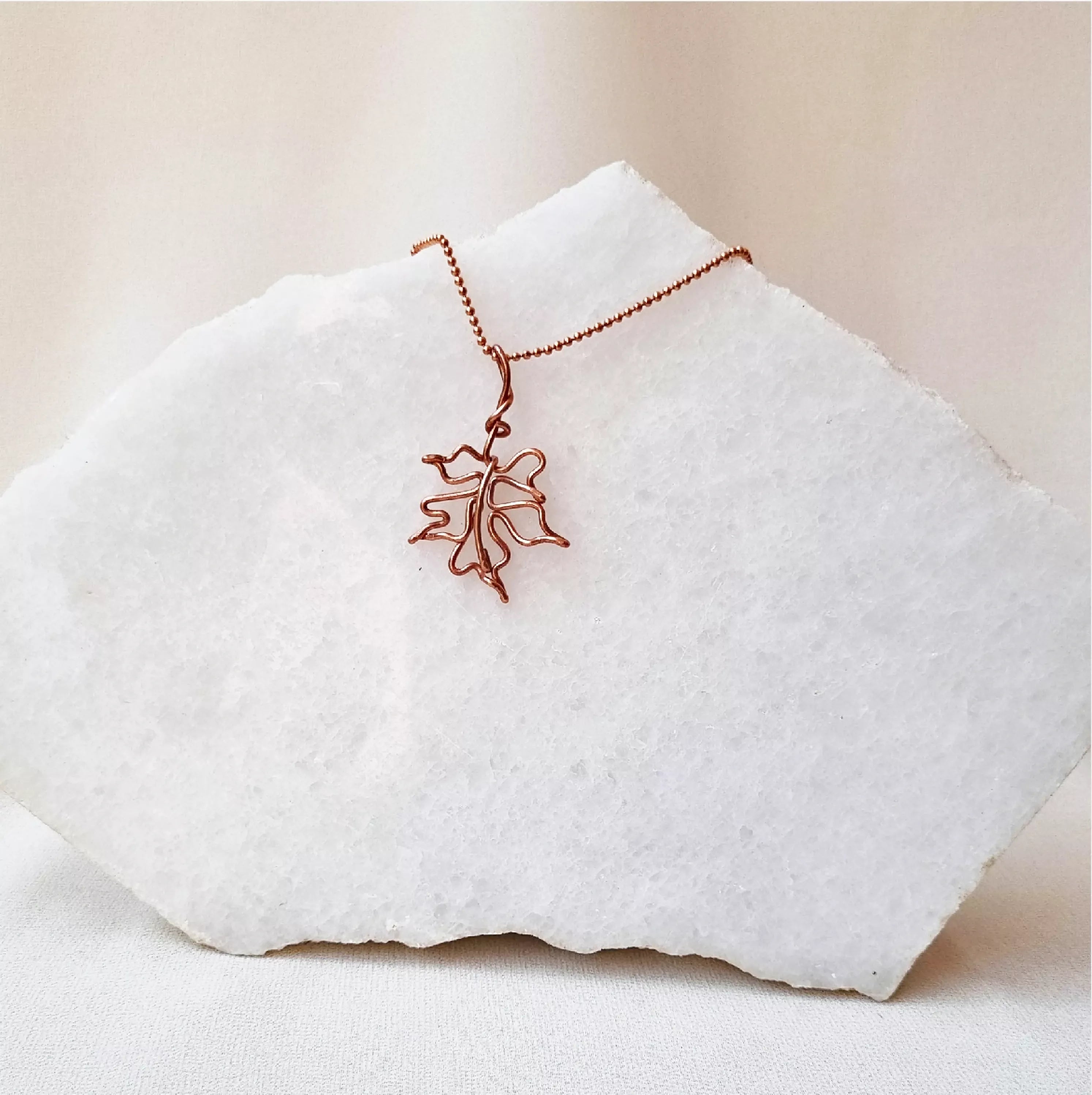 Autumn's Embrace- Copper Leaf necklace