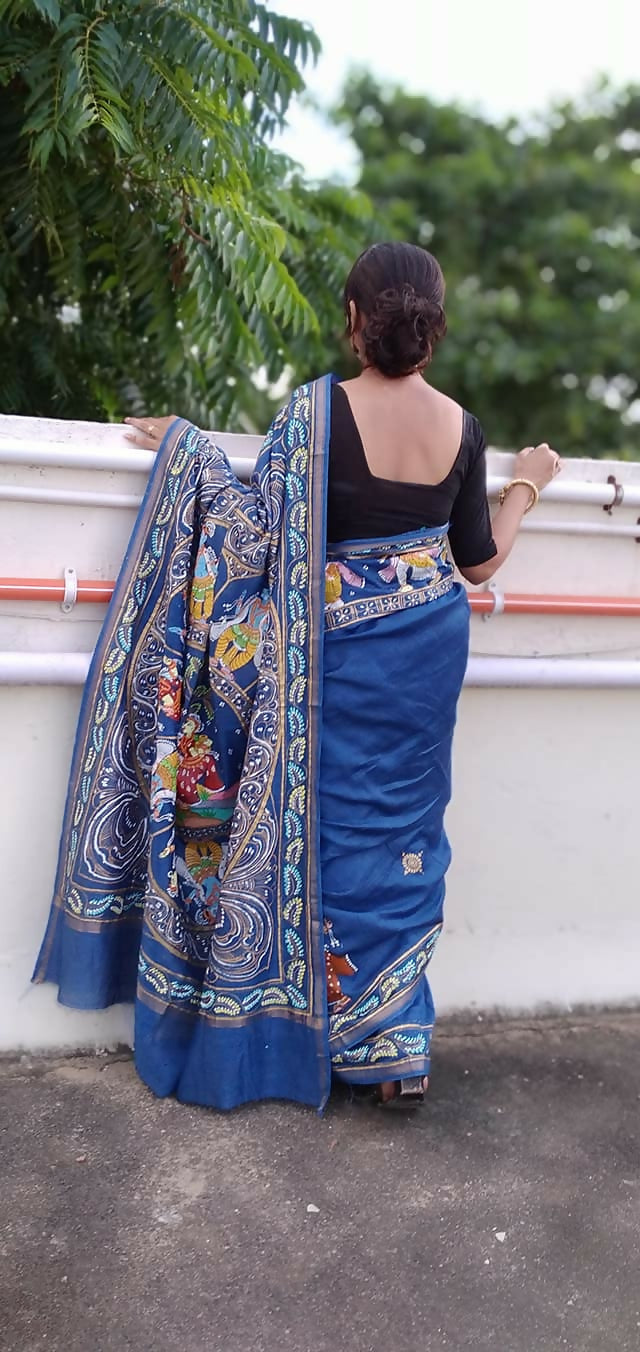 DASAVATAR THEME -Pattachitra Handpainted Silk Saree