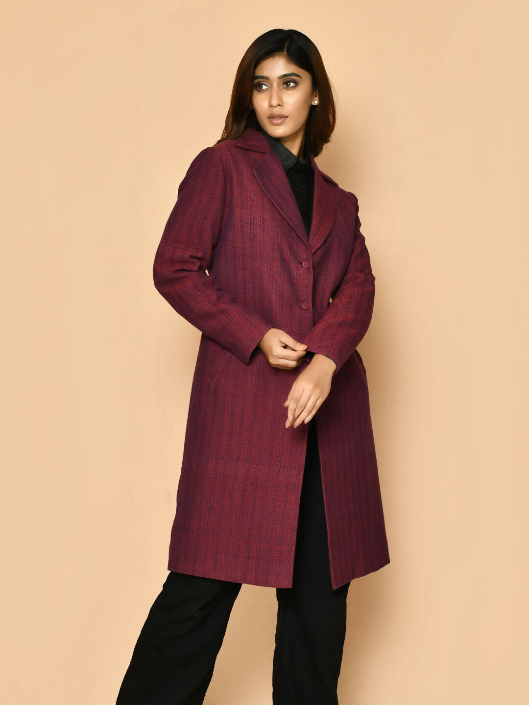 Mrinal Handloom Cotton Tench Coat Jacket for Women