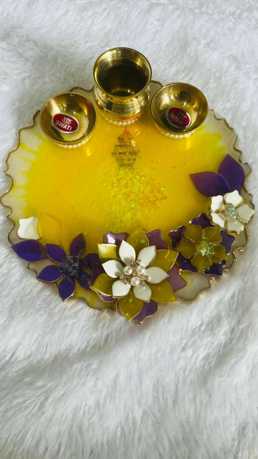 Resin Pooja Thali – Golden Serenity
