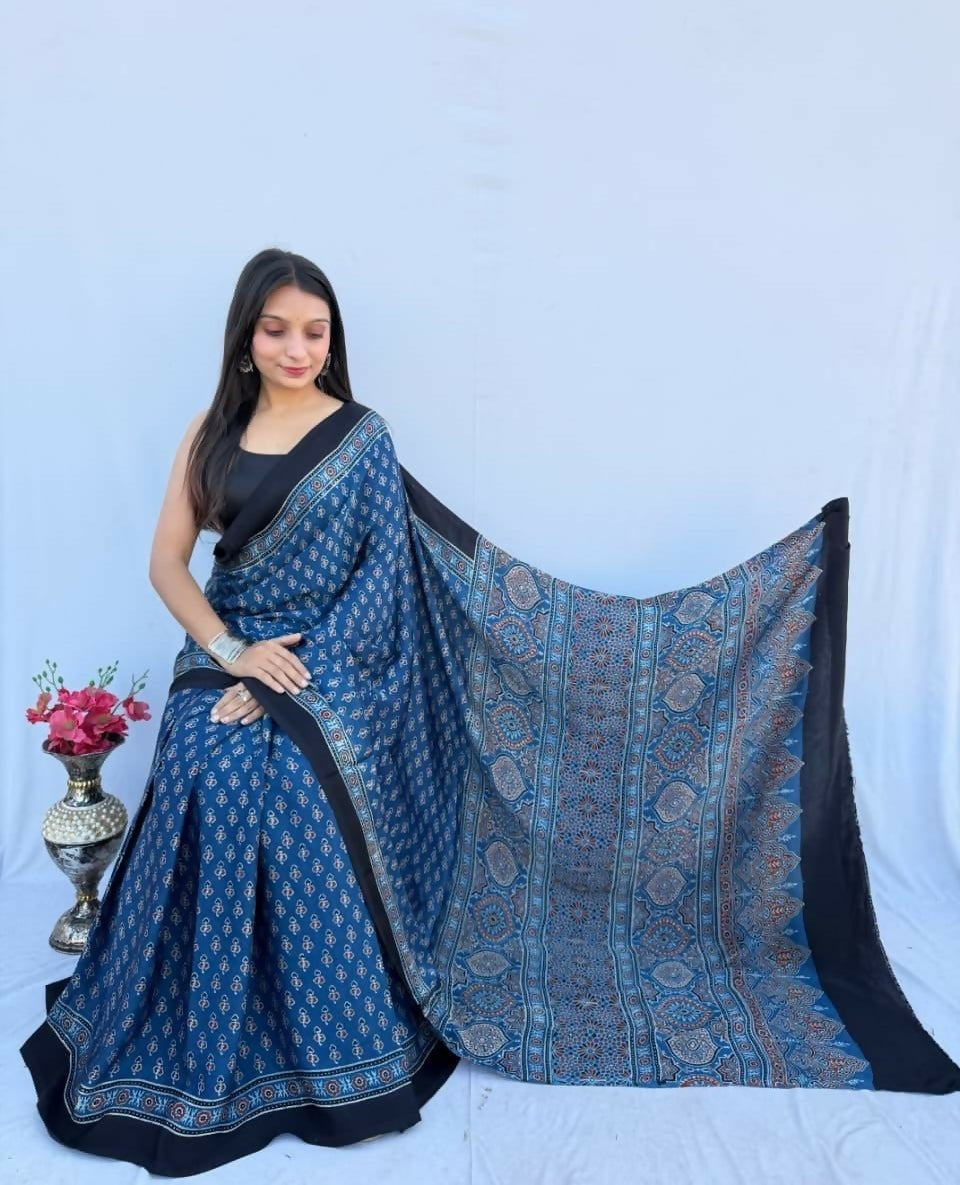 Modal Silk Ajrakh Saree