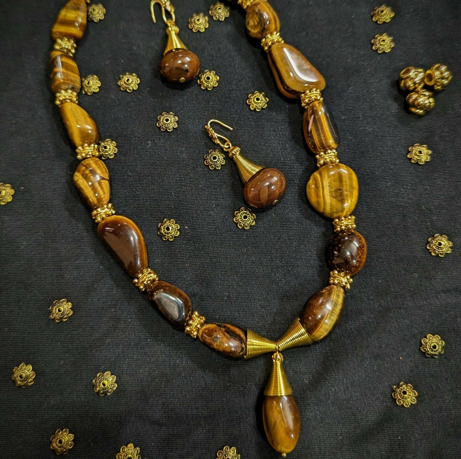 Tiger Eye Natural Nugget Beads necklace