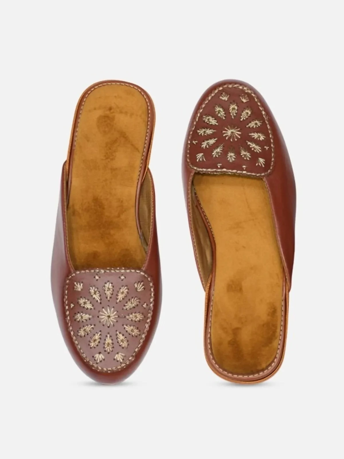 Urbanico Tan Woven Embroidered Mules – Pure Vegan