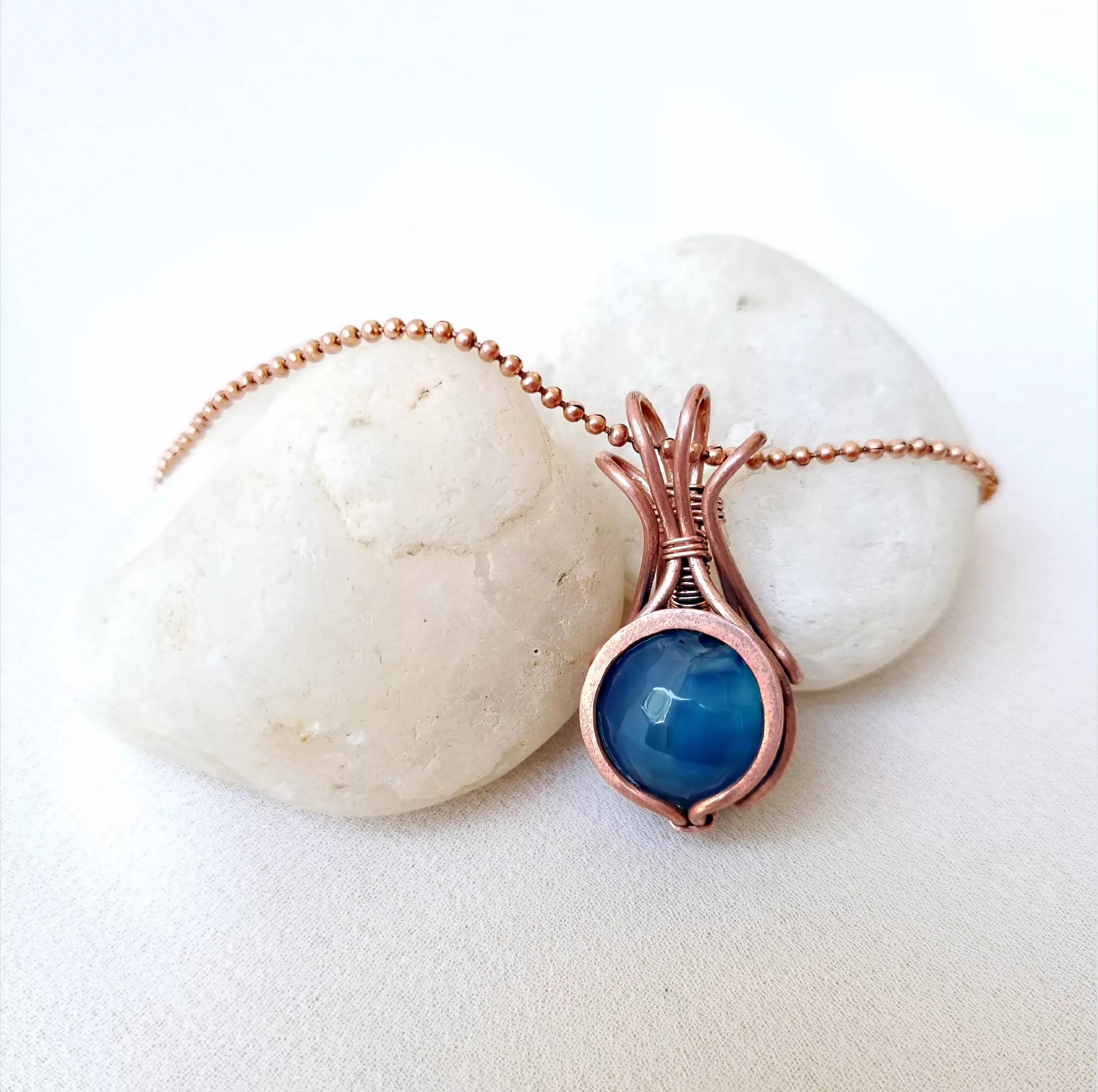 Blue Mirage~ Agate and Copper necklace