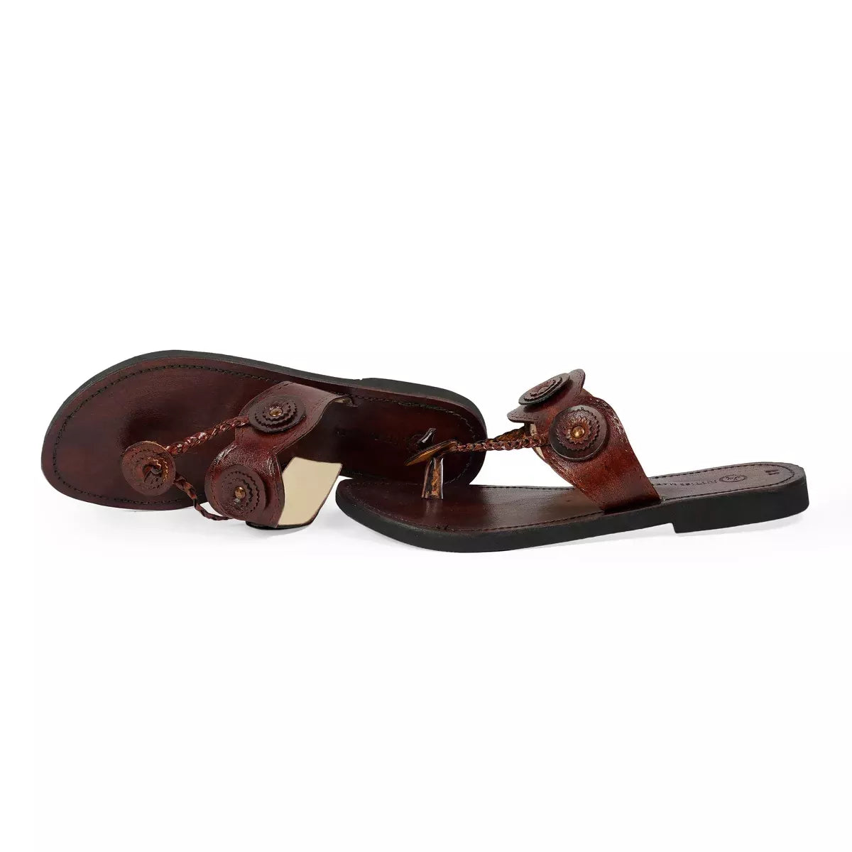 Brown Royal V-Shape Kolhapuri Handmade Chappals For Women