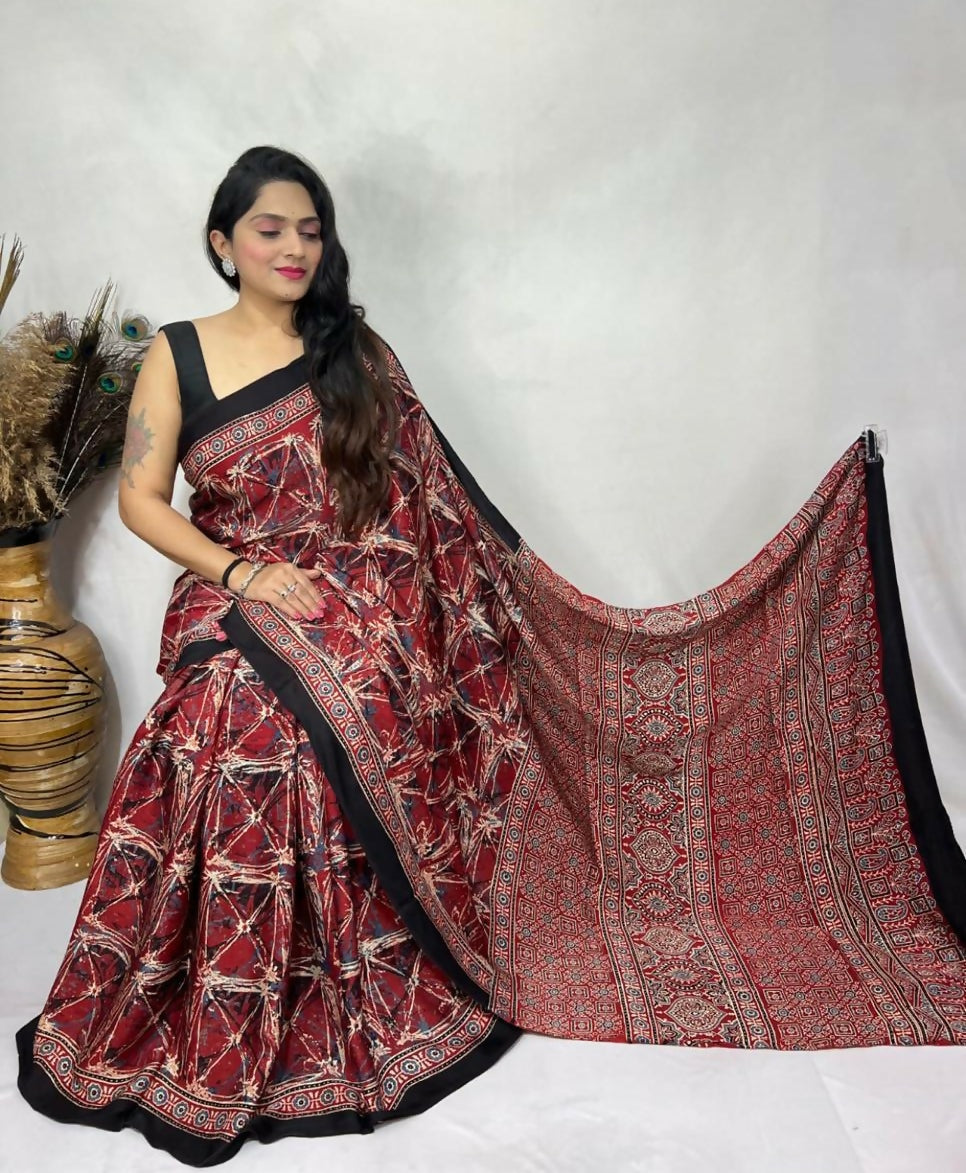 Modal Silk Ajrakh Saree