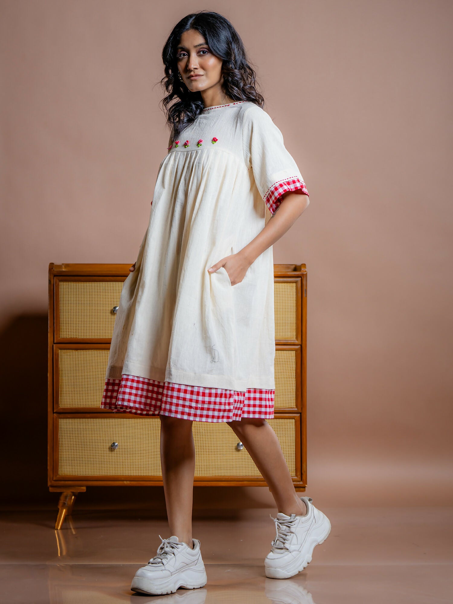 Nyara embroidered Kora Kala cotton dress