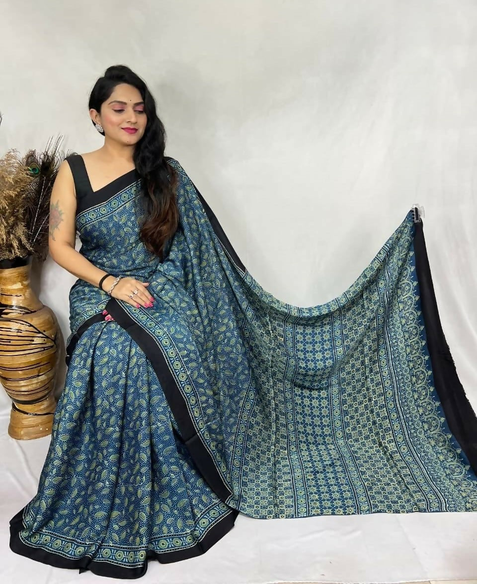 Modal Silk Ajrakh Saree