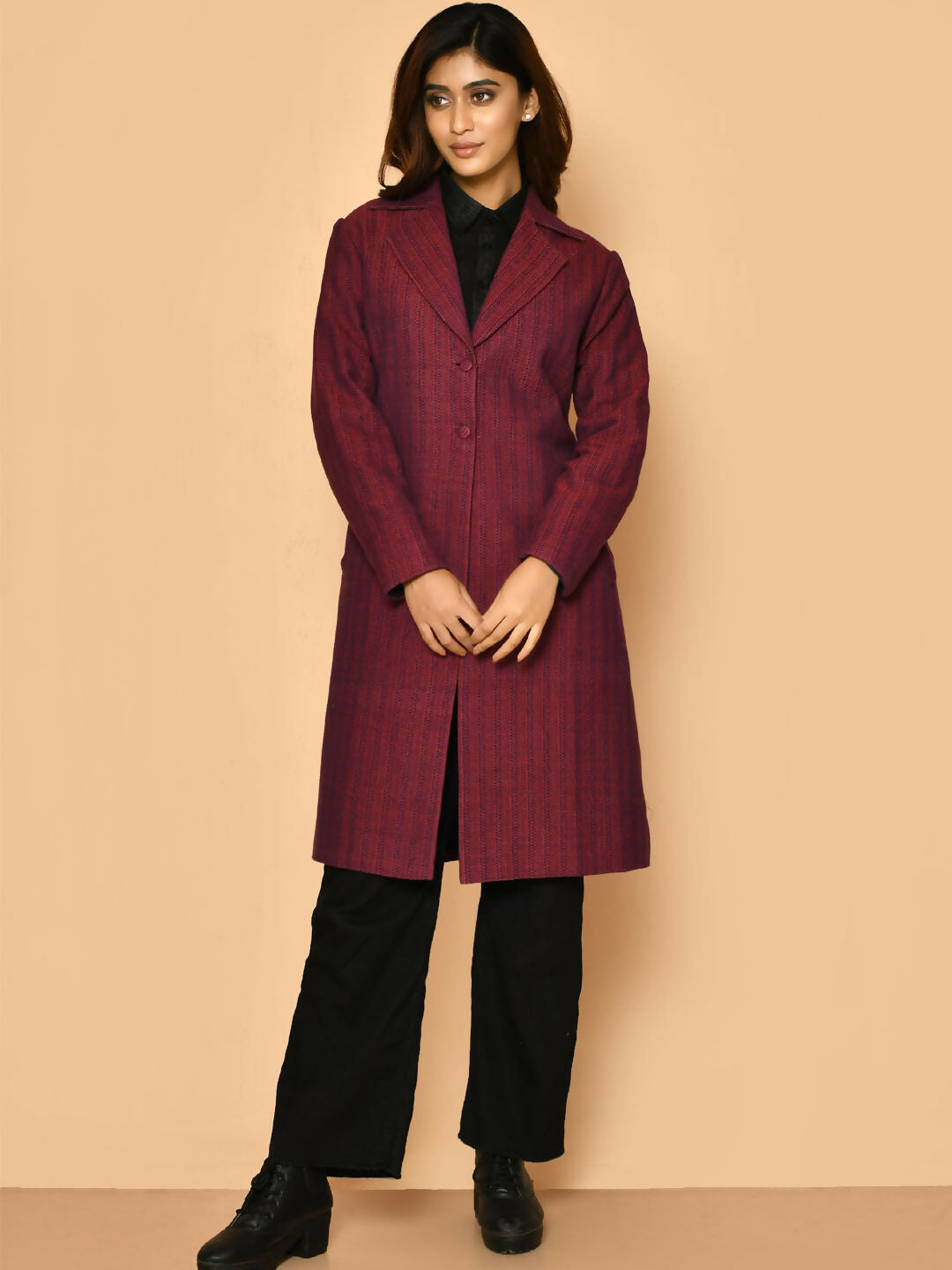 Mrinal handloom cotton trench coat jacket for women