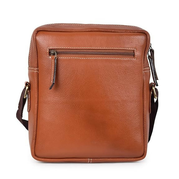 FERNWEH Men's Leather Sling Messenger Bag – 12-Inch Travel Crossbody Bag with Adjustable Strap, Multi-Use Shoulder Bag (L-10, H-12, W-3").