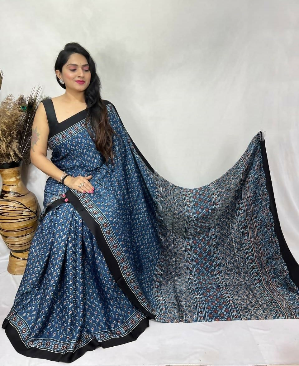 Modal Silk Ajrakh Saree