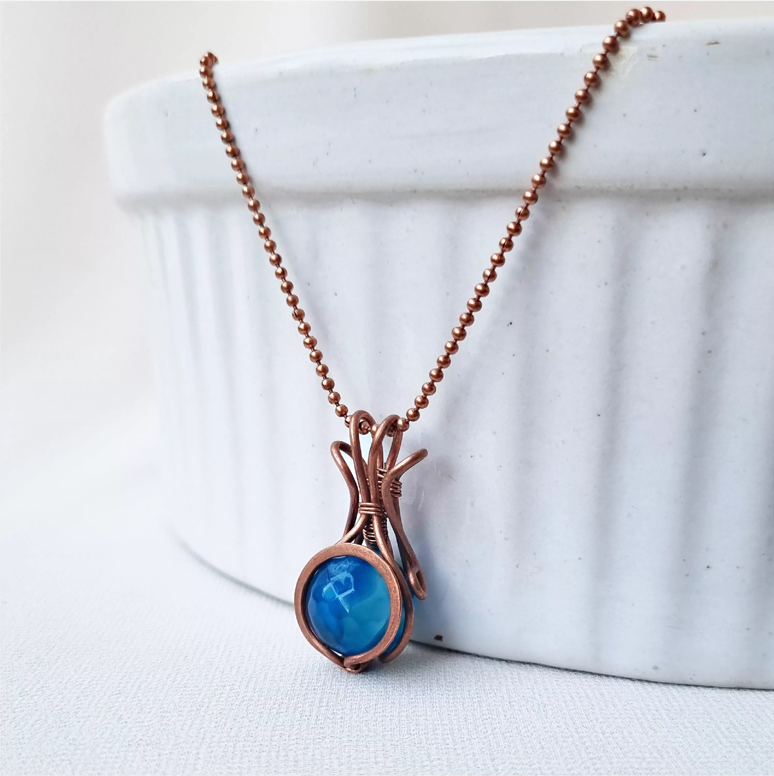 Blue Mirage~ Agate and Copper necklace
