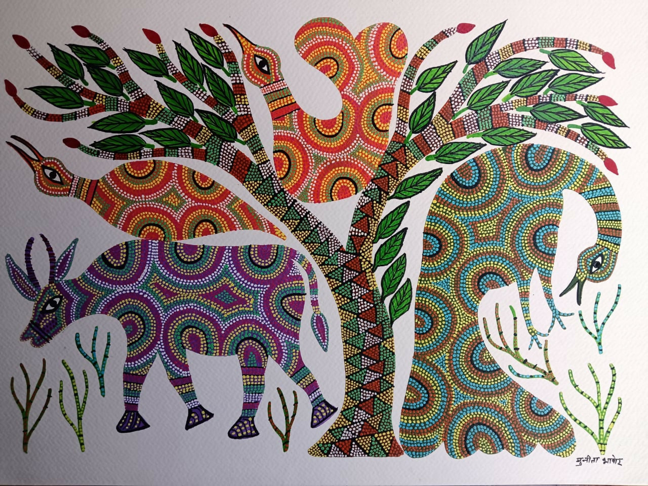 Dance of the Creatures- Pithora Painting