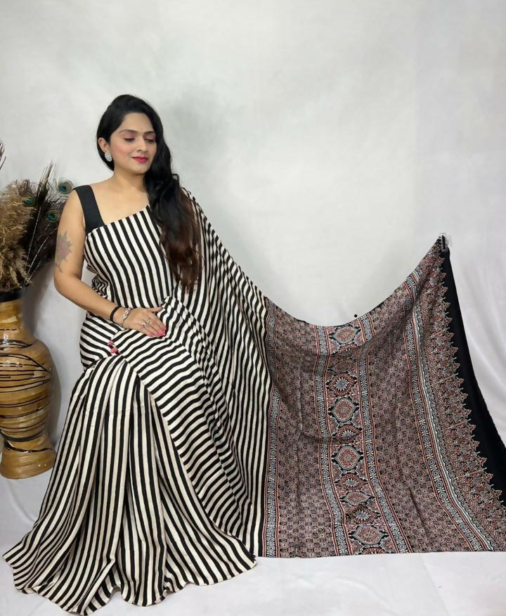 Modal Silk Ajrakh Saree