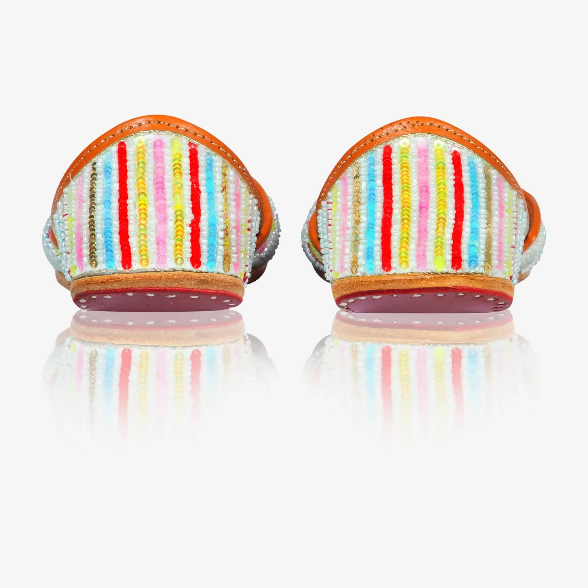 White Base Leather Handicrafted Jutti For Women