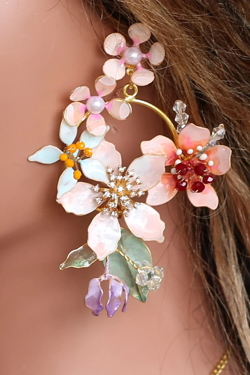 Coral Caress | Handcrafted Resin Flower Bridal Earrings