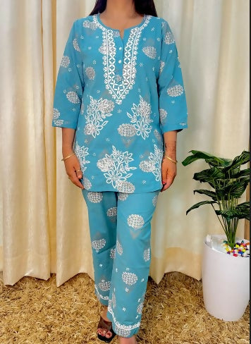 Turquoise Blossom Suit Set