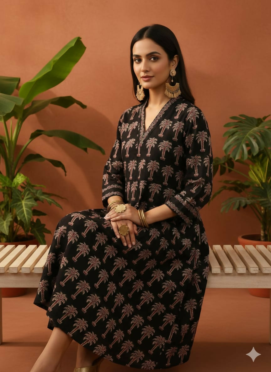 Cotton Ajrakh Vegetable Dyed One Piece