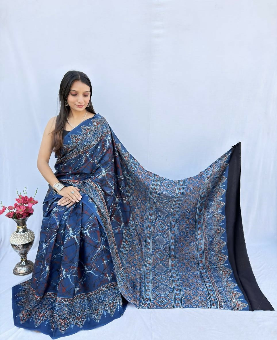 Modal Silk Ajrakh Saree