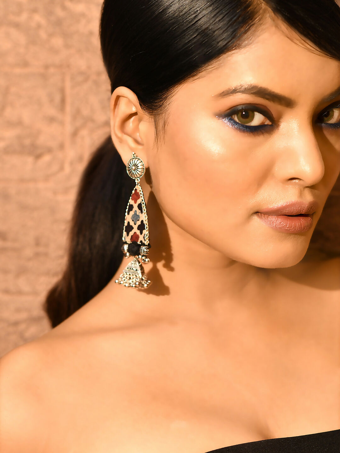 Black checkered handmade Jhumka