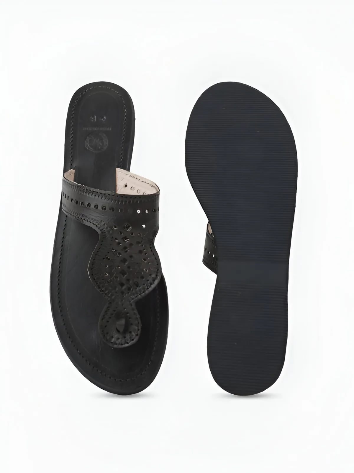 Black Leather Kolhapuri For Women