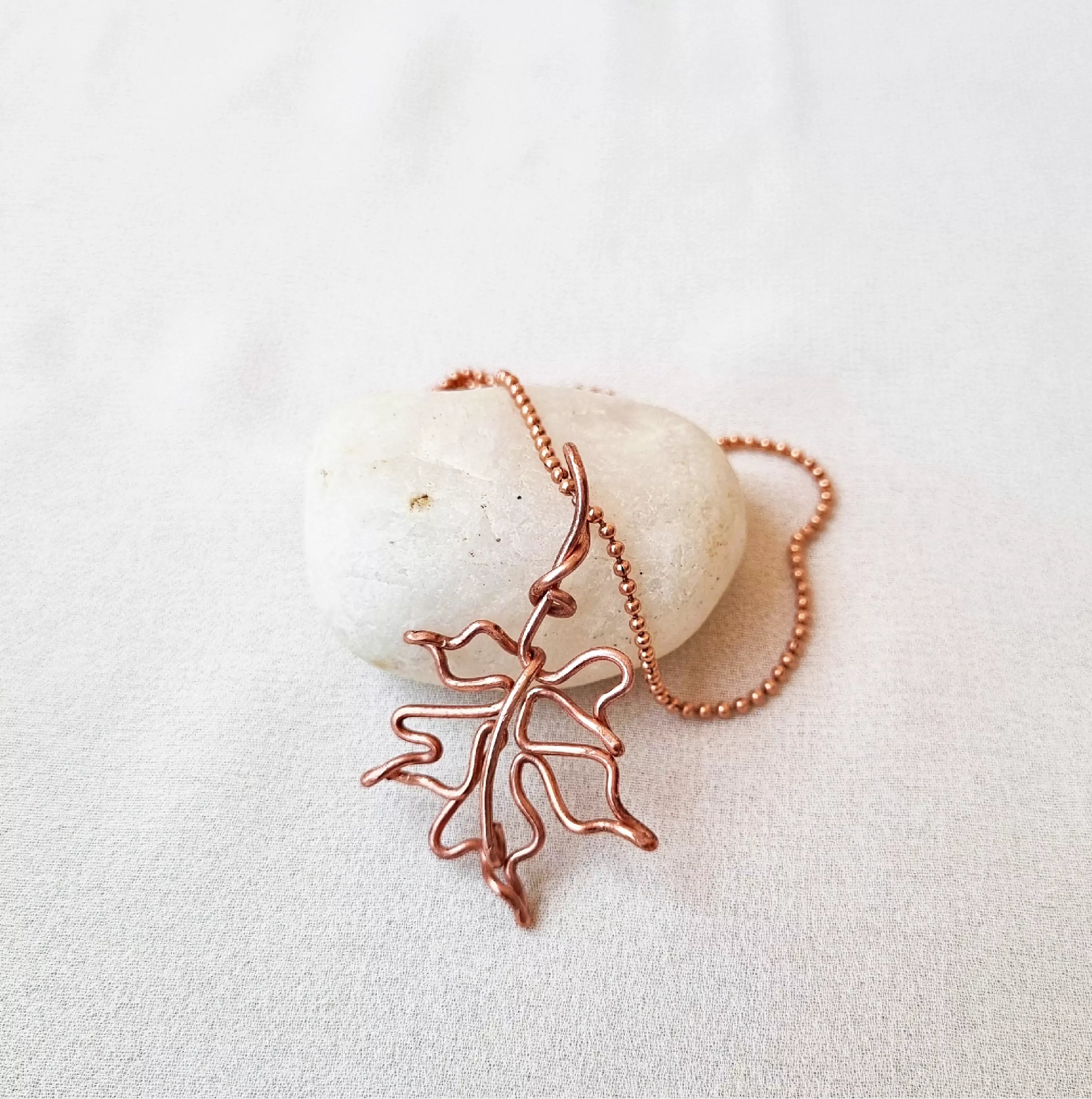 Autumn's Embrace- Copper Leaf necklace
