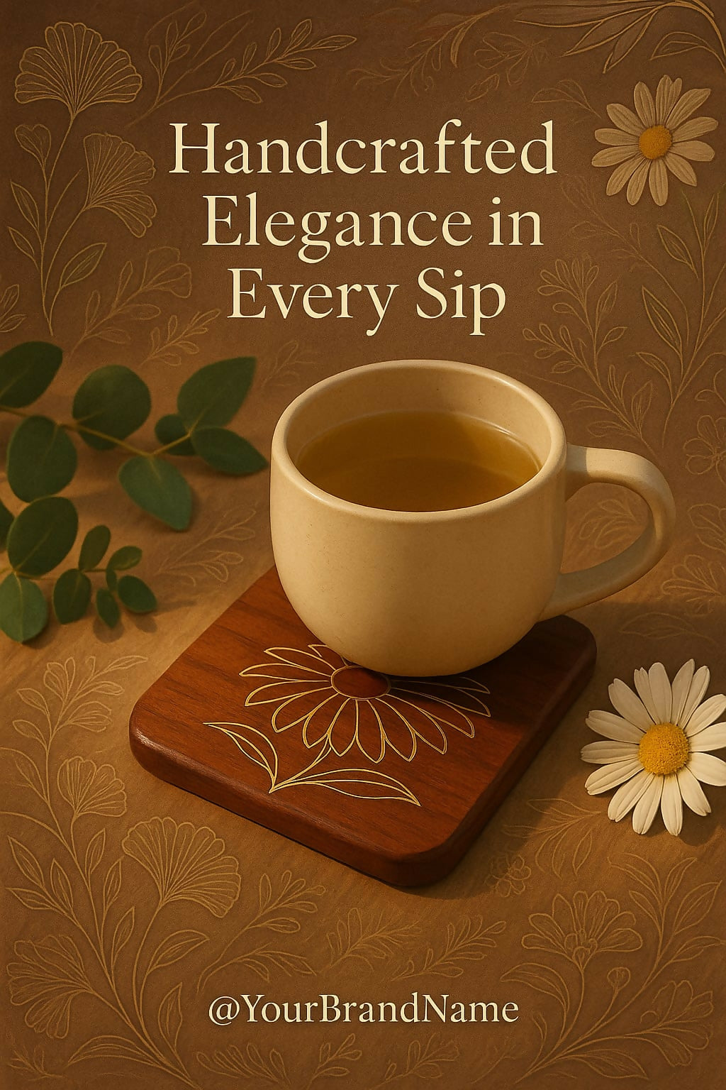 Tea Coaster Set of 5 with stand