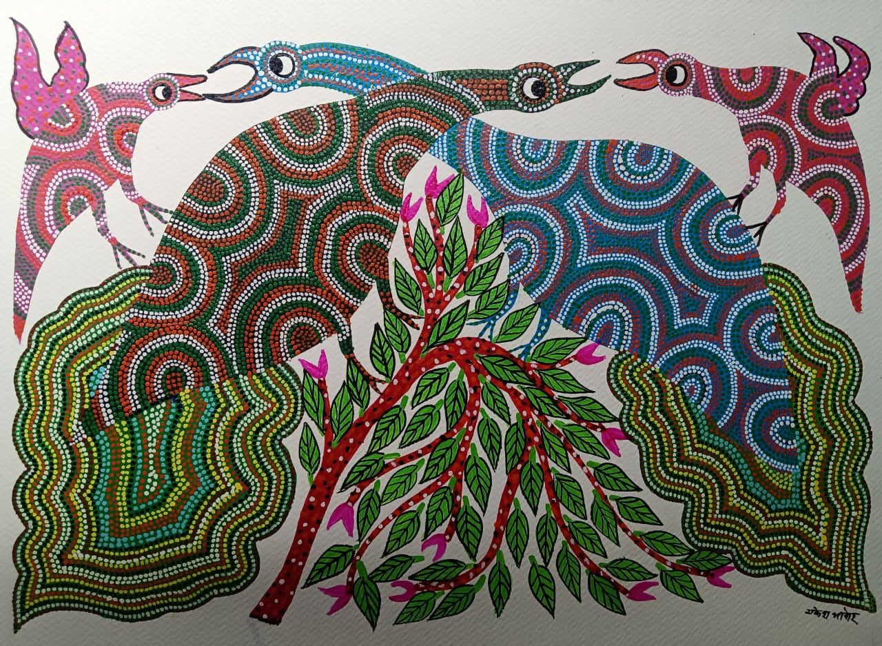 Meadow Spirit Circle- Pithora Painting