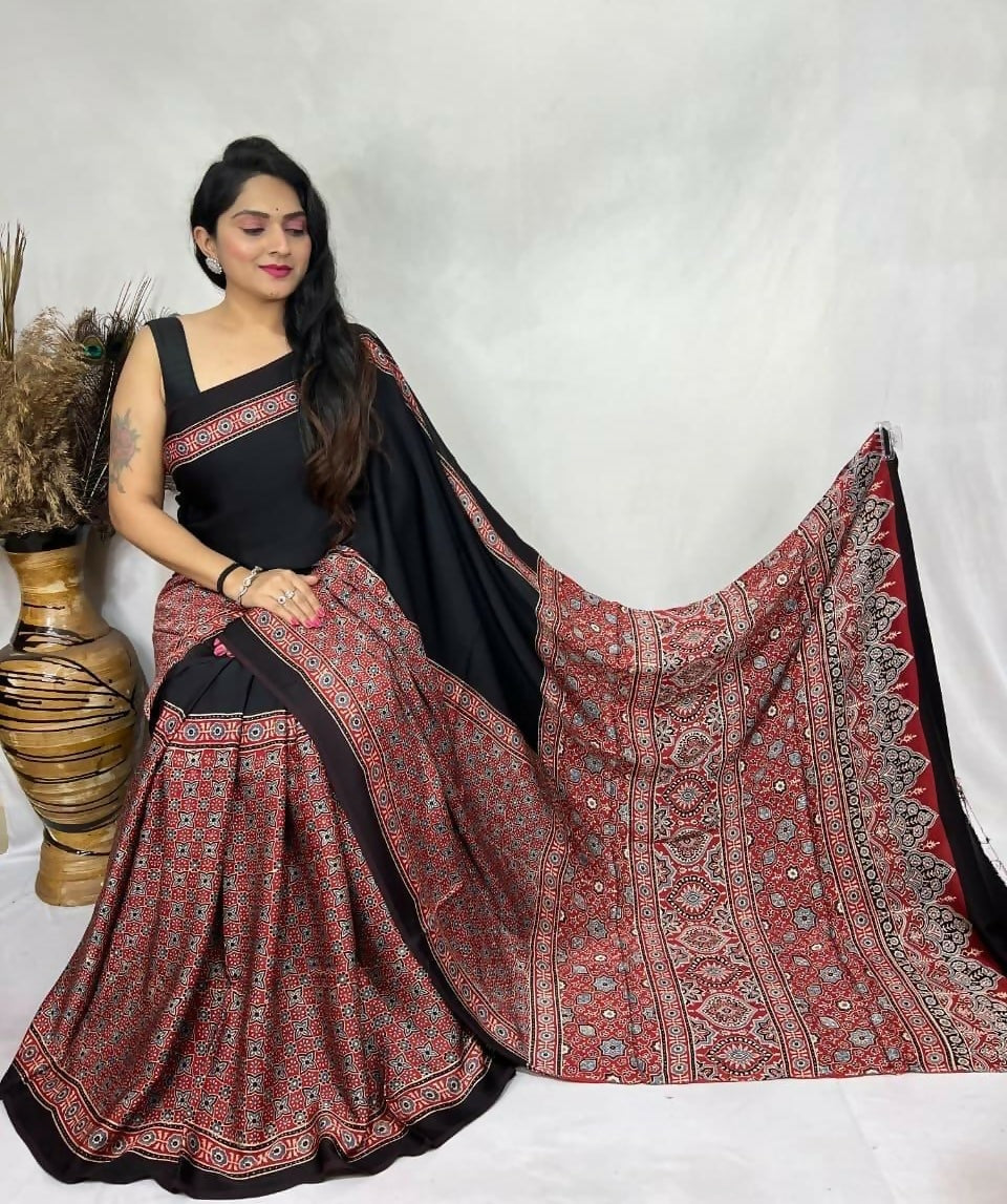 Modal Silk Ajrakh Saree