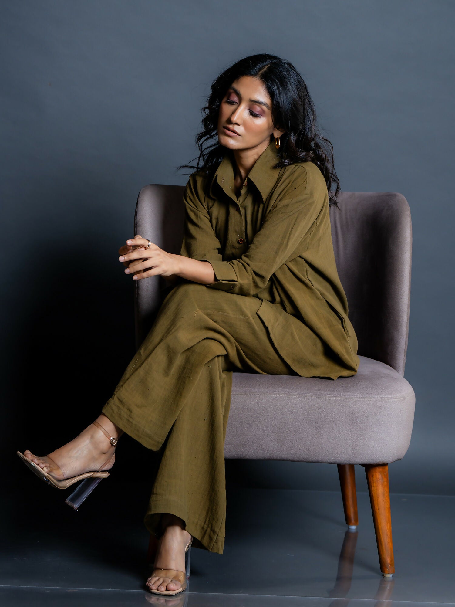 Vaika Olive Handwoven Cotton Comfort Pant