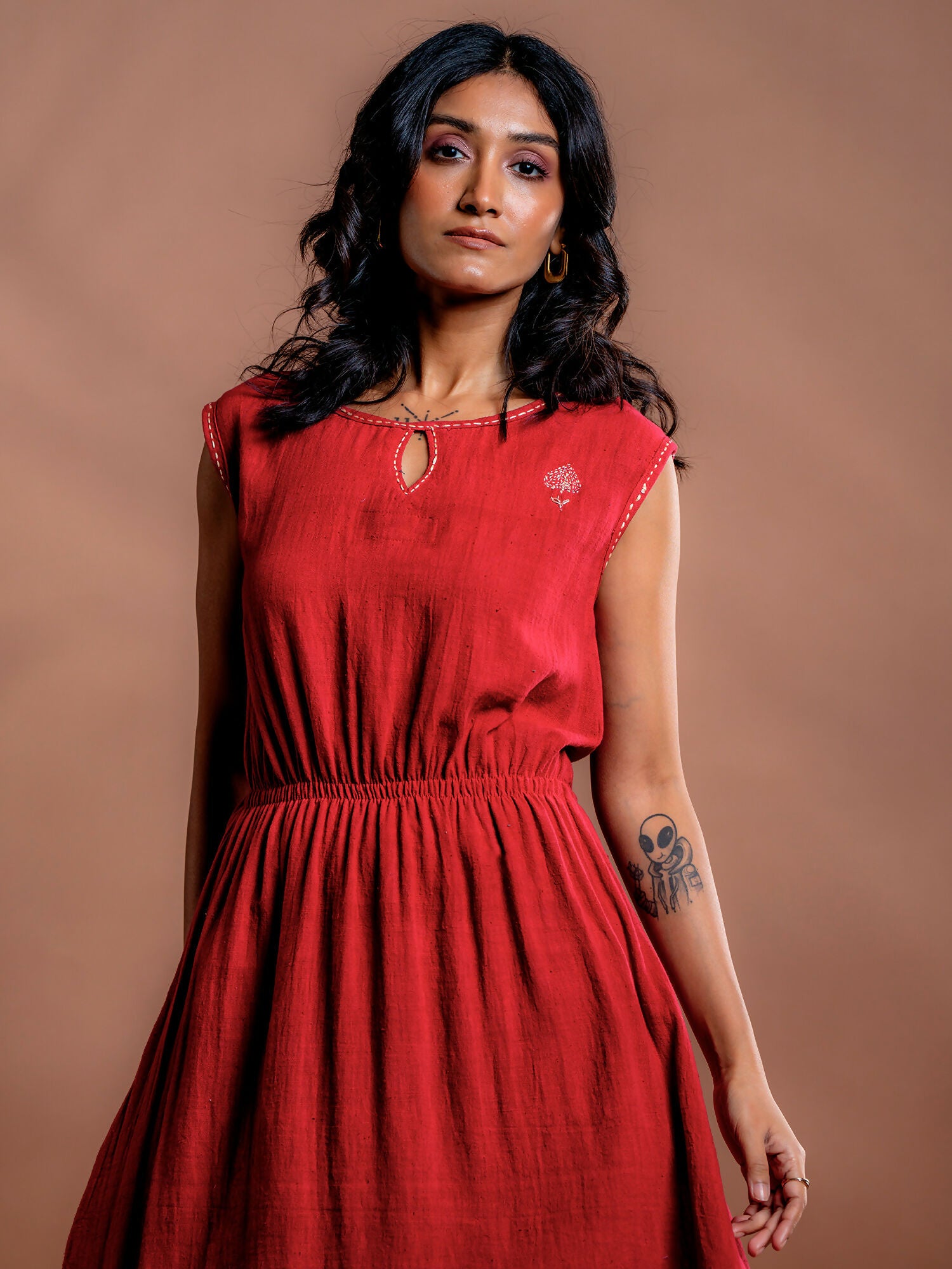 Solfern embroidered Kala Cotton Dress