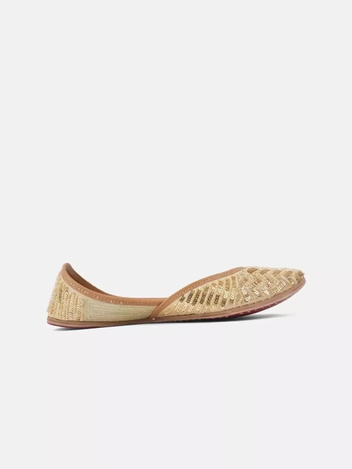 Gold Jutti – Beige & Gold-Toned Mojaris