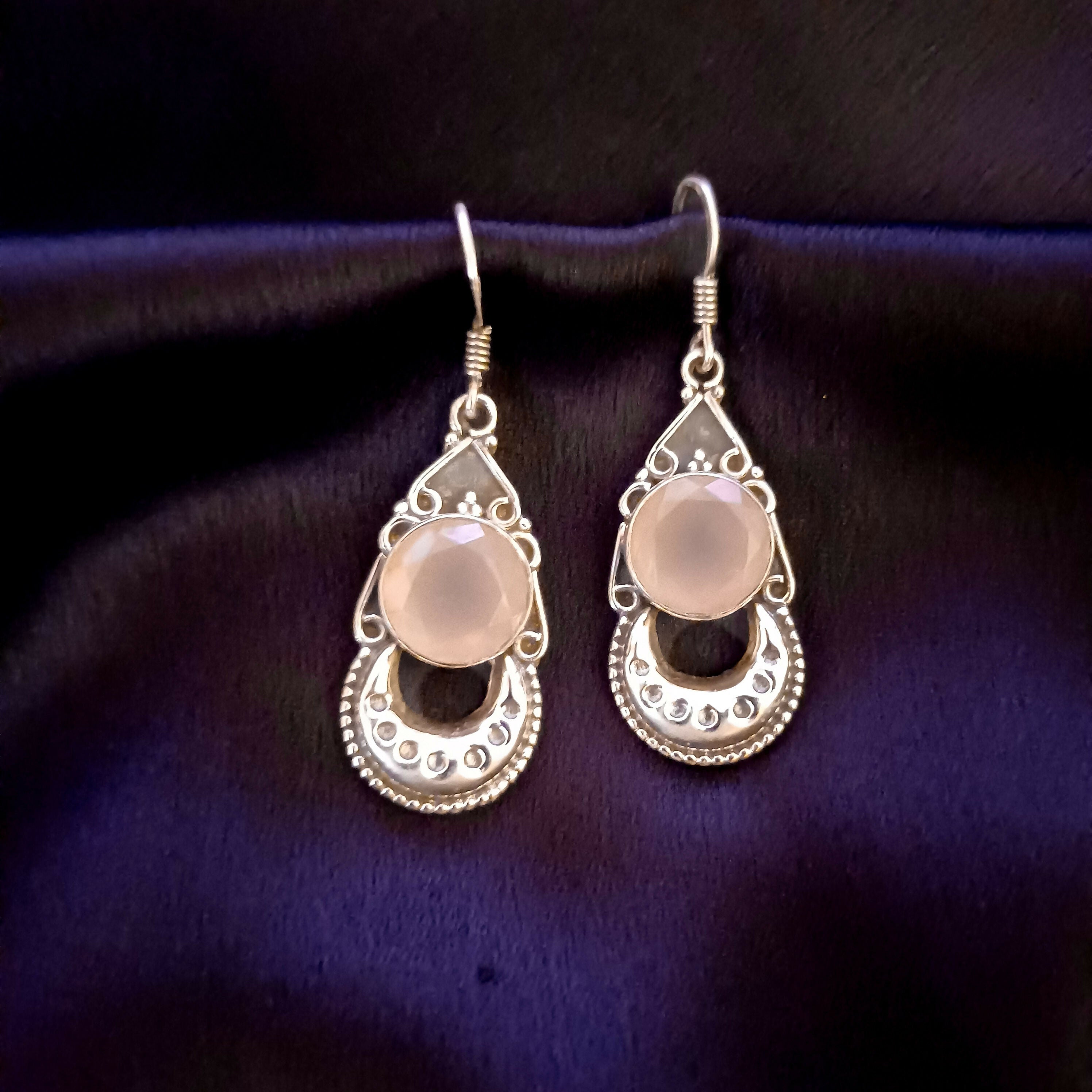 Tear drop Rose Quartz Dew Drop Earring _TW S-36-2