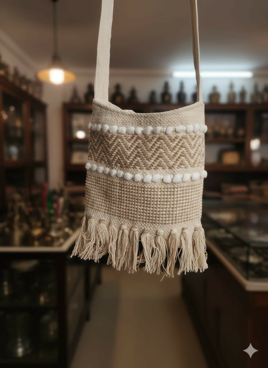 Zola Cotton Jute Woolen Sling Bag