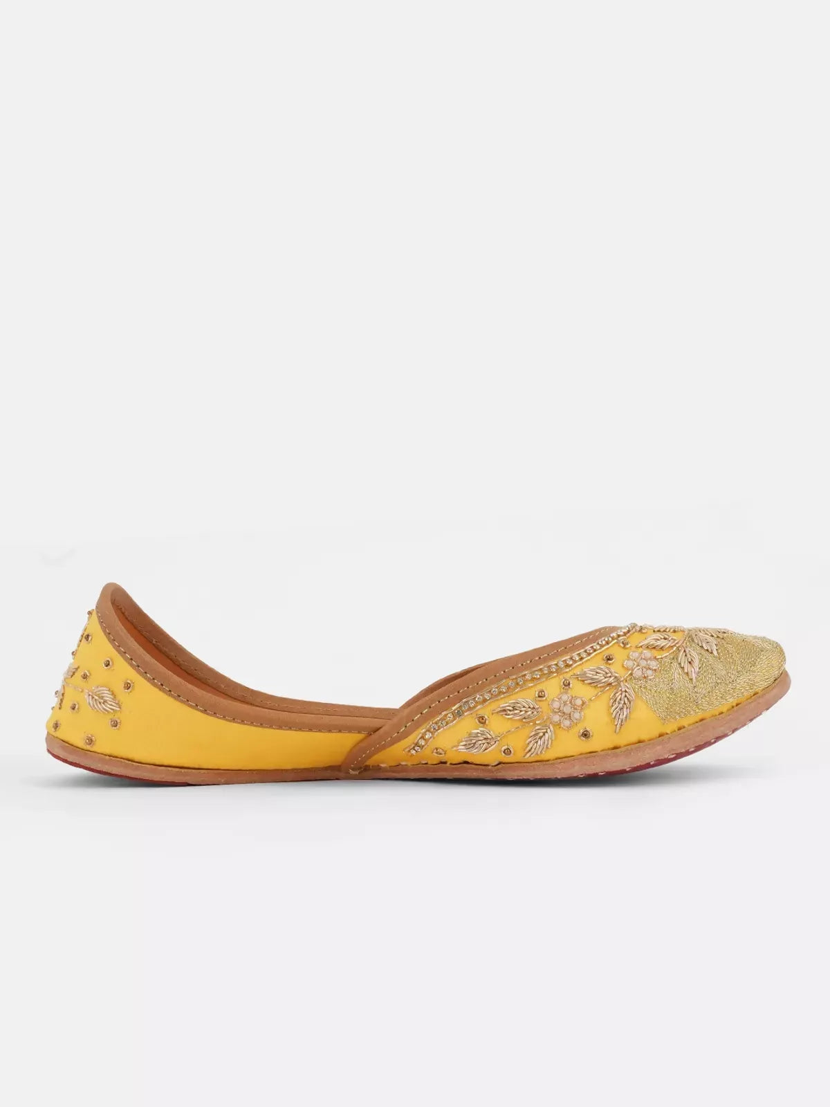 Rust Golden Handicrafted Jutti For Women