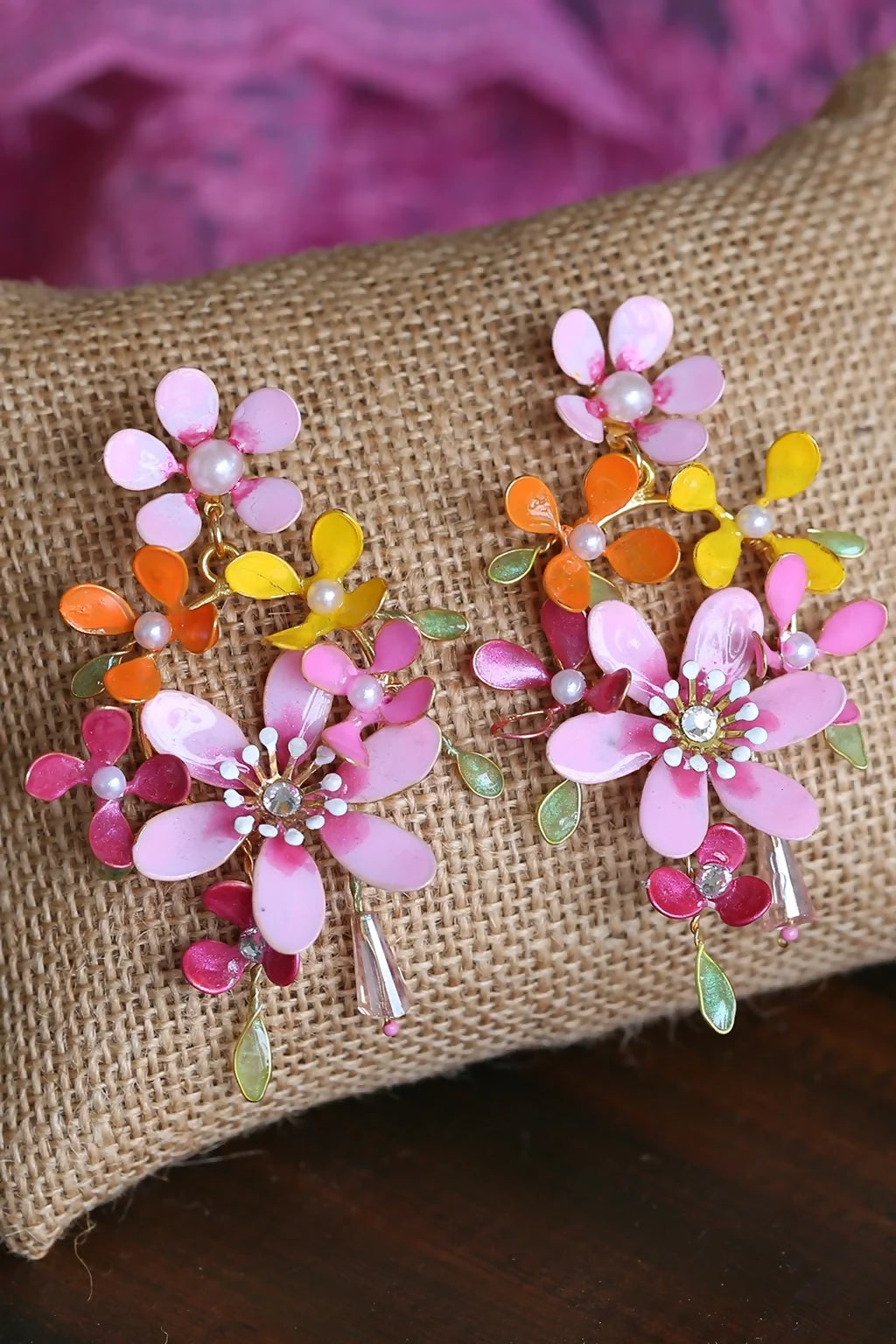 Amara Phoolrang – Handmade Multicolor Resin Earrings for Brides & Celebration