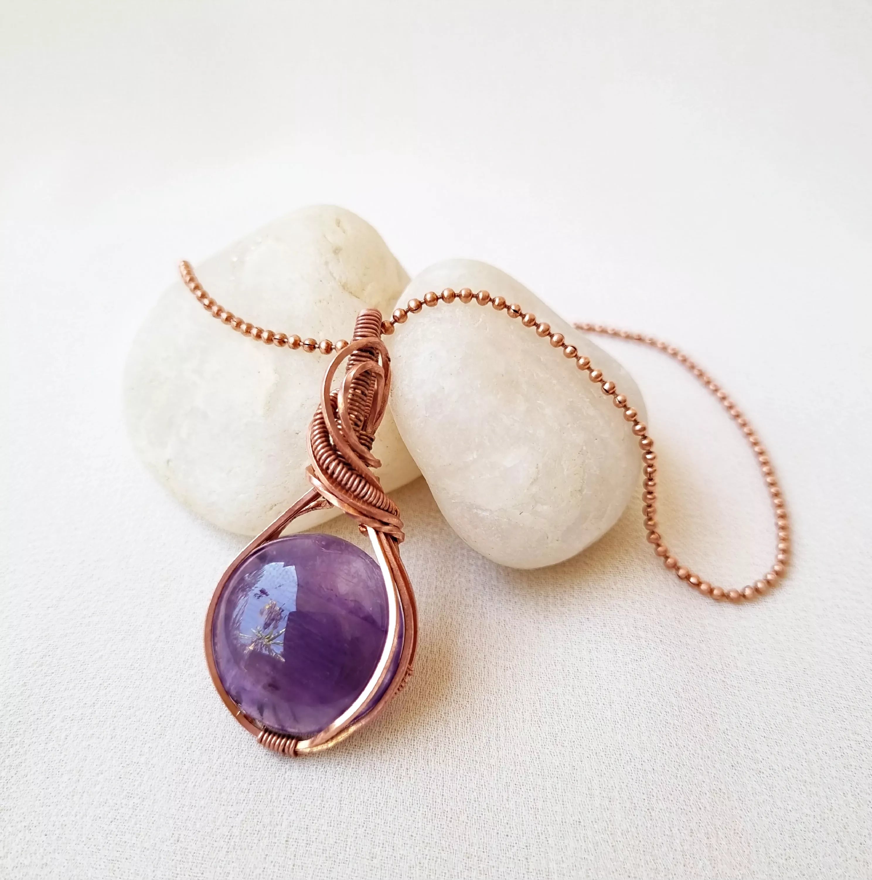 Sitali (Soothiing)~ Amethyst and Copper necklace