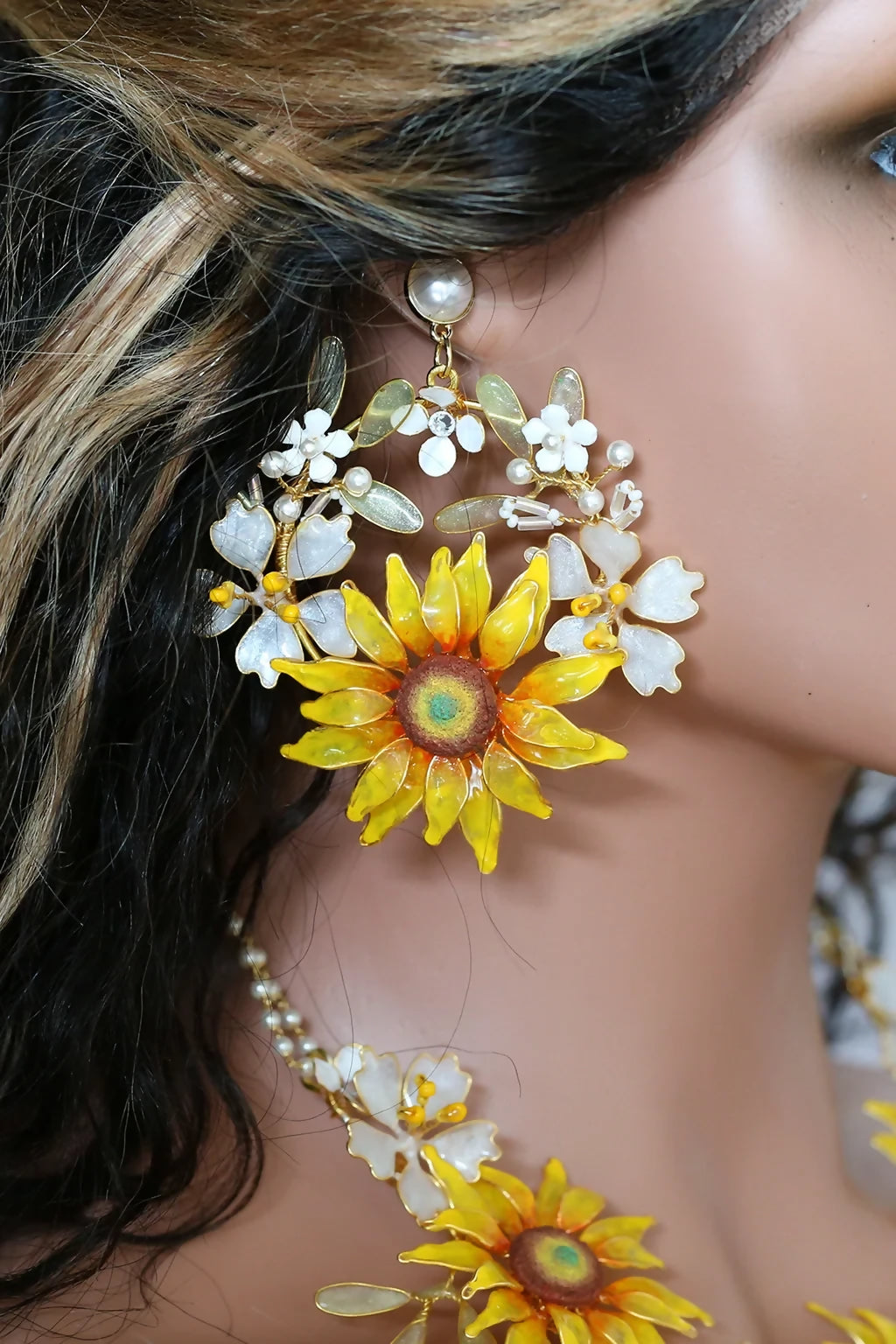 Sunflower Serenity – Handmade Resin Sunflower Earrings for Haldi, Mehndi & Bridal Looks