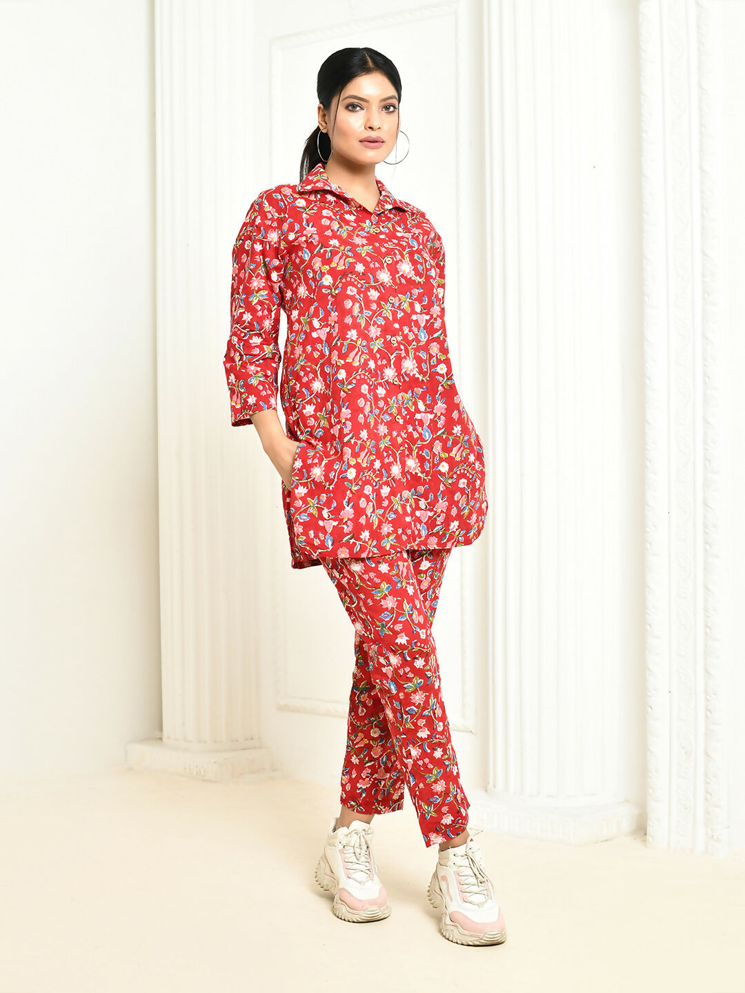 Aesica Handprinted Cotton Co-ord Set